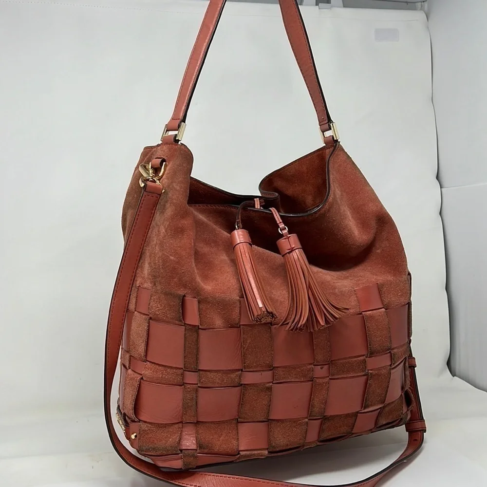 MICHAEL Michael Kors Vivian Cinnamon Suede Leather Shoulder Bag